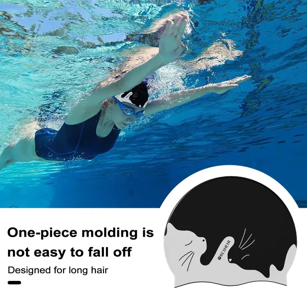 Vandens Nardymo Skrybėlę Silikoninis Vandeniui Plaukimo Kepurės Vaikams, Cartoon Modelis Sausų Plaukų Plaukti Kepurės su Ausų Apsauga Unisex Nuotrauka 2