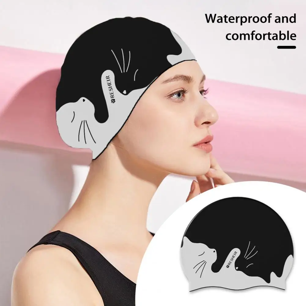Vandens Nardymo Skrybėlę Silikoninis Vandeniui Plaukimo Kepurės Vaikams, Cartoon Modelis Sausų Plaukų Plaukti Kepurės su Ausų Apsauga Unisex Nuotrauka 5