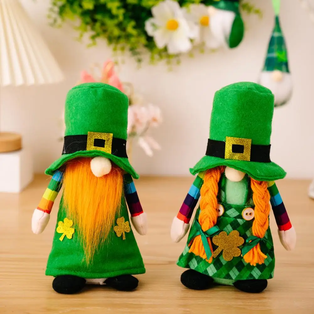 Gnome Ornamentu Pliušinis Sėkmės Ilgai Skrybėlę Šventojo Patriko Diena Airijoje Patrona Beveidis Lėlės Nykštukas Ornamentu Namų Dekoro Nuotrauka 0