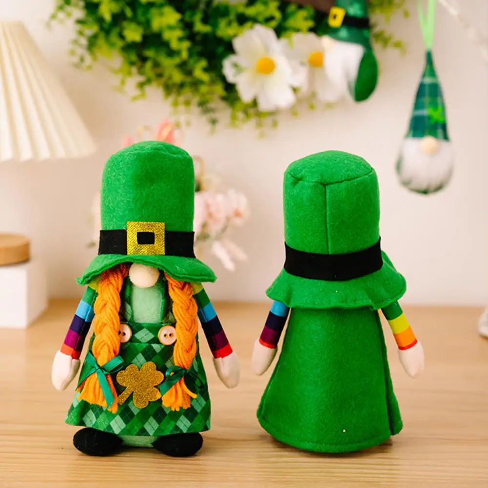 Gnome Ornamentu Pliušinis Sėkmės Ilgai Skrybėlę Šventojo Patriko Diena Airijoje Patrona Beveidis Lėlės Nykštukas Ornamentu Namų Dekoro Nuotrauka 3