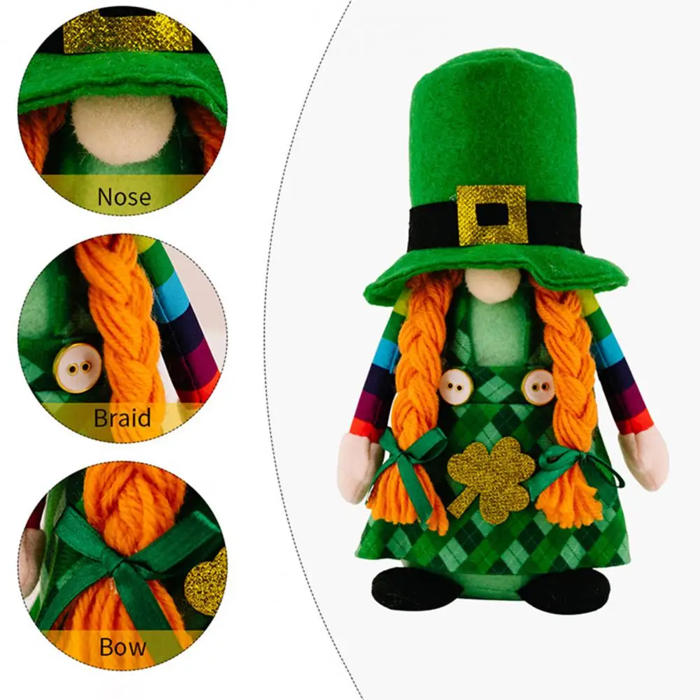 Gnome Ornamentu Pliušinis Sėkmės Ilgai Skrybėlę Šventojo Patriko Diena Airijoje Patrona Beveidis Lėlės Nykštukas Ornamentu Namų Dekoro Nuotrauka 4