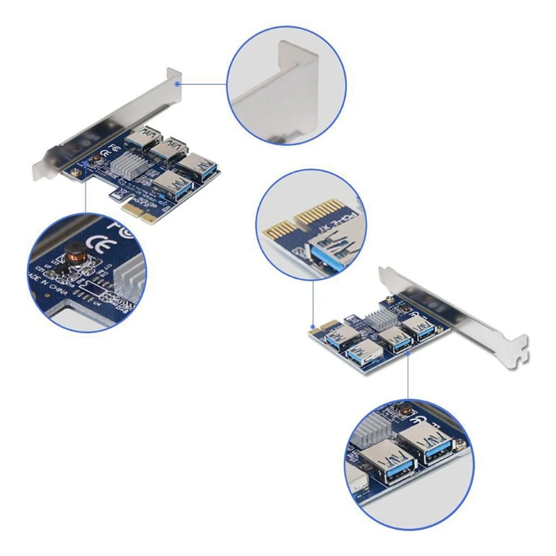 PCI Express, Daugiklis Riser Card 1X 4X USB Adapteris Kortelės 16X Lizdai Nuotrauka 2
