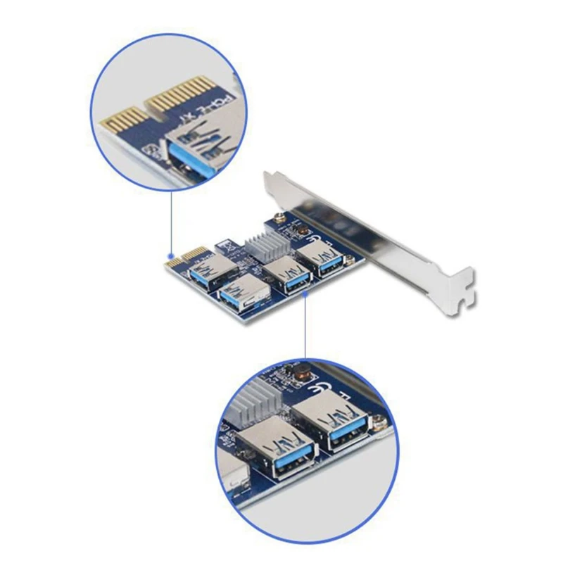 PCI Express, Daugiklis Riser Card 1X 4X USB Adapteris Kortelės 16X Lizdai Nuotrauka 3