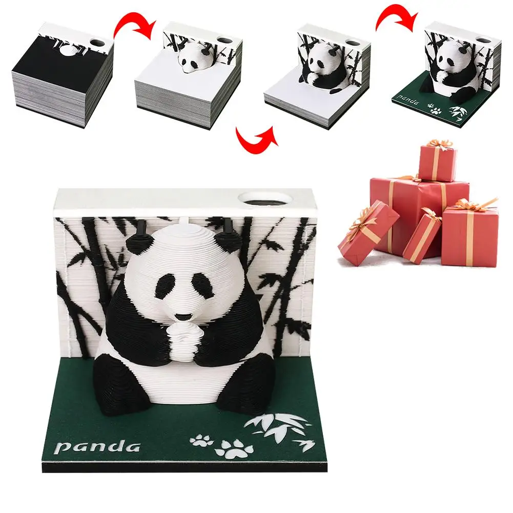 Panda Omoshiroi Blokuoti 3D Memo Pad Popieriniai Memo Pad Blokas Pažymi, Biurų Popieriaus Pažymi, Kalėdų, Gimtadienio Dovana Nuotrauka 3