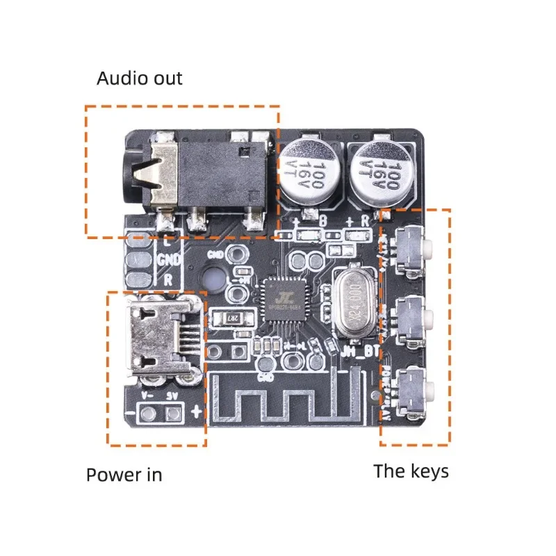 PCB lenta su mygtukais versija 5.0 3.5 stereo garsas Bluetooth audio imtuvas Nuotrauka 0