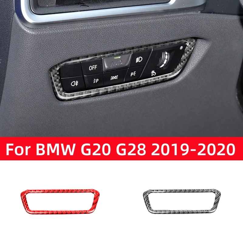 BMW 3 Serijos G20 G28 2019-2020 Priedai Anglies Pluošto Interjero Automobilio Žibintų Jungiklis, Skydelis, Apdaila dengiamieji Rėmeliai, Dekoro Lipdukai Nuotrauka 0