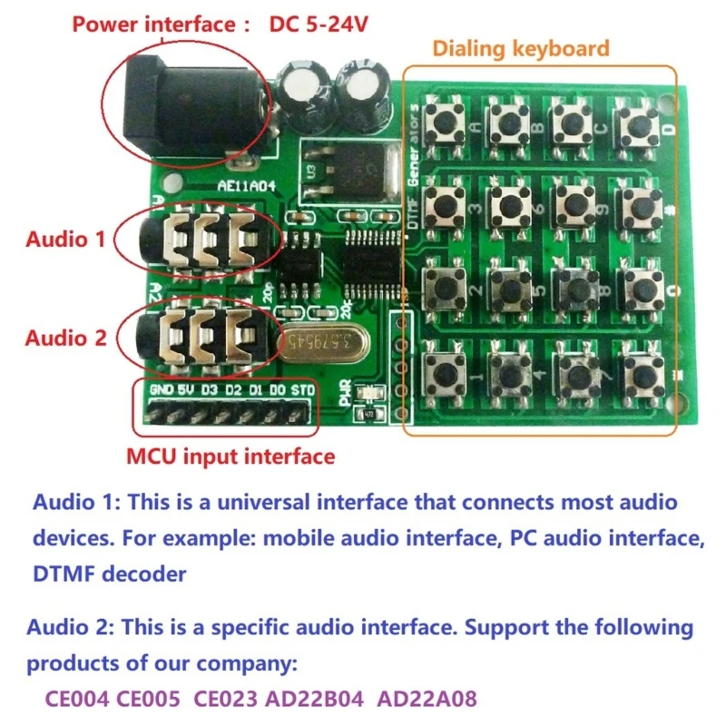 ADWE DTMF AudioGenerator Modulis Balso Koduotuvai, Duals Tonų Siųstuvas Multi-Mygtukas Nuotrauka 4