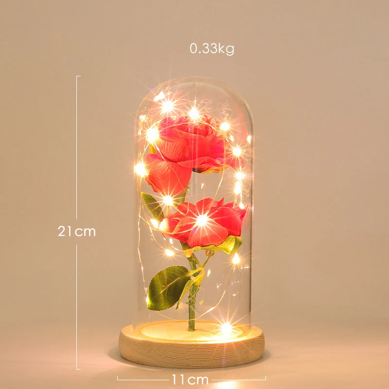 Dirbtinės Gėlės Stiklo Dangtis Su spalvotu LED Rose Light Fox Mažasis Princas Puošyba Vestuvių Dovana Kambarys Kalėdų Dekoro Naujas Nuotrauka 3