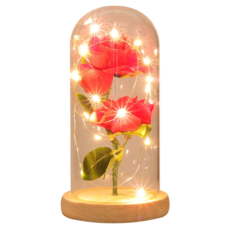 Dirbtinės Gėlės Stiklo Dangtis Su spalvotu LED Rose Light Fox Mažasis Princas Puošyba Vestuvių Dovana Kambarys Kalėdų Dekoro Naujas Nuotrauka 4