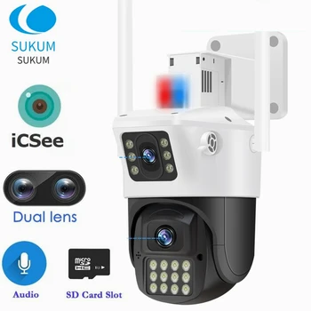 4MP ICSee Namų Stebėjimo Kameros Lauke Su Dvejopo Ekrano Apsaugos Vandeniui Belaidės IP Kameros