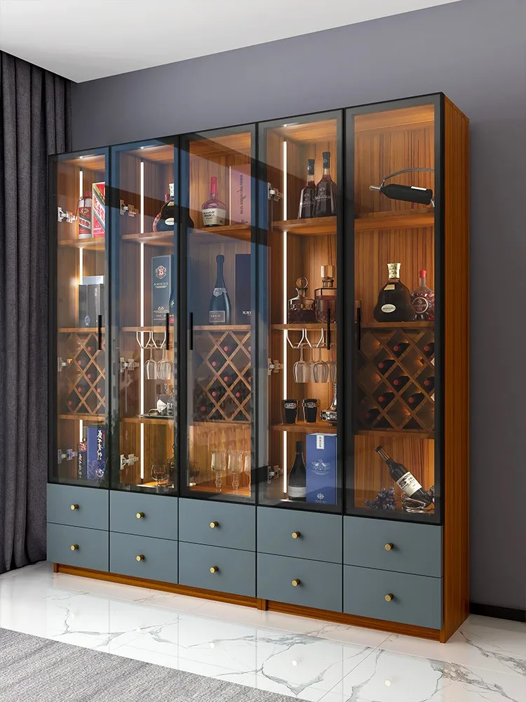 Vienos durys su kabinetas be šviesos high-end vyno kabineto modernus minimalistinio stiklo durys Šiaurės grindų pusėje kabineto BARO LENTYNOS Nuotrauka 1