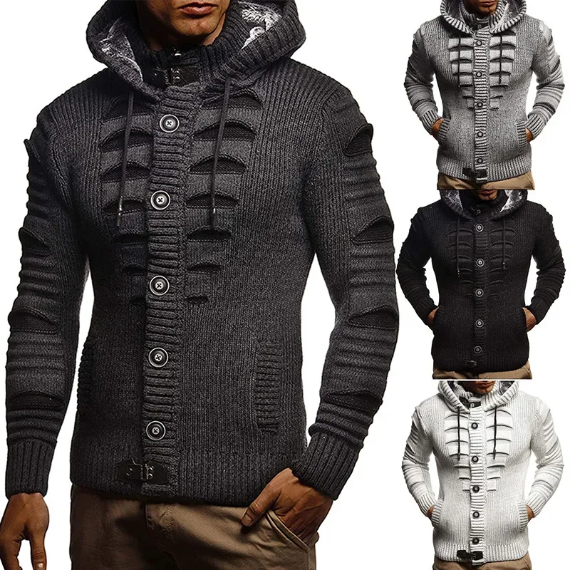 Iki 2023 m. Rudens/Žiemos Džemperis Cardigan vyriškų Megztinių su Gobtuvu Megztinis Paltai, vyriški Drabužiai Nuotrauka 0