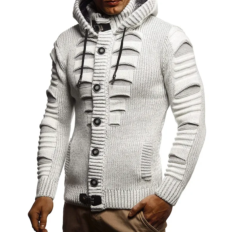 Iki 2023 m. Rudens/Žiemos Džemperis Cardigan vyriškų Megztinių su Gobtuvu Megztinis Paltai, vyriški Drabužiai Nuotrauka 3