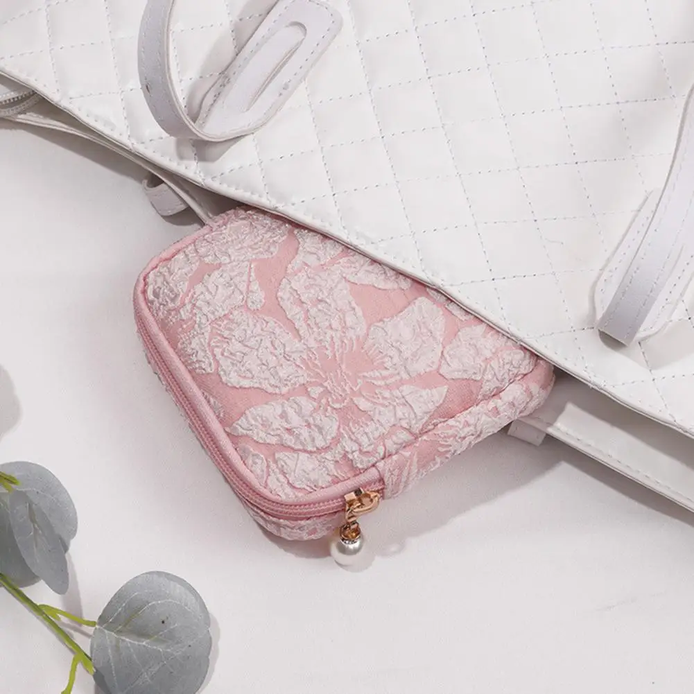 Mini Kosmetikos Krepšys Gėlių Tekstūros Vystymo Saugojimo Krepšys Didelės talpos Kelionės būtinas Servetėlės lūpų dažų Teta Rankšluosčiai Spausdinti Nuotrauka 0