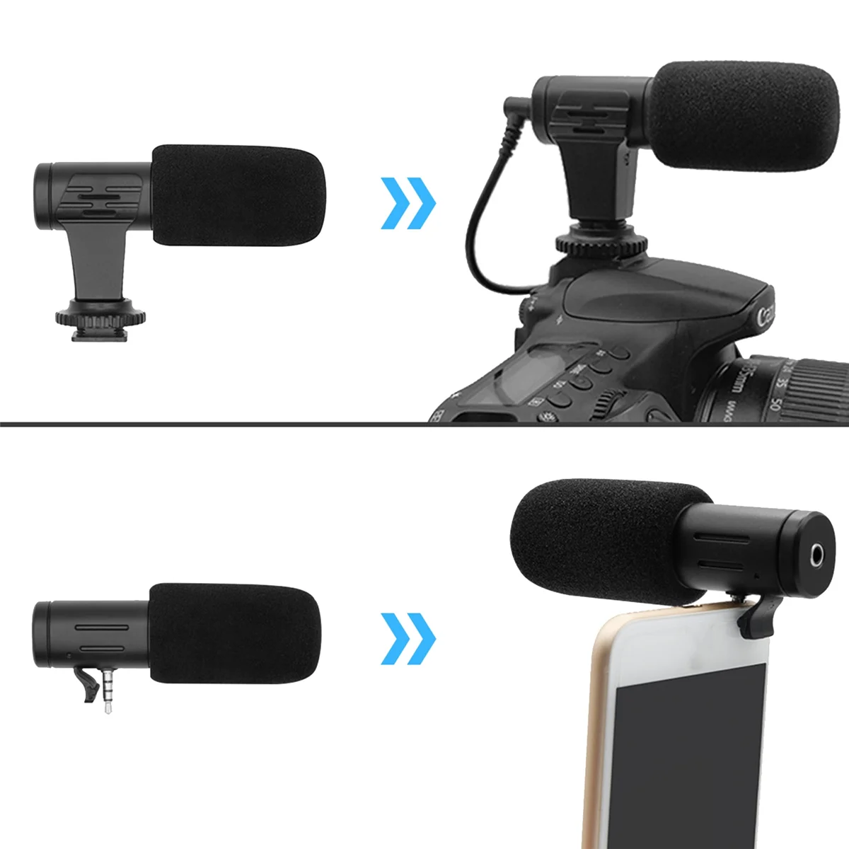 Vaizdo Mikrofonas-vaizdo Kameros Mini Šaldytuvas Įrašyti Pokalbį Vlog Mic Telefonu DSLR Kamera, 3,5 mm Mikrofono Nuotrauka 1