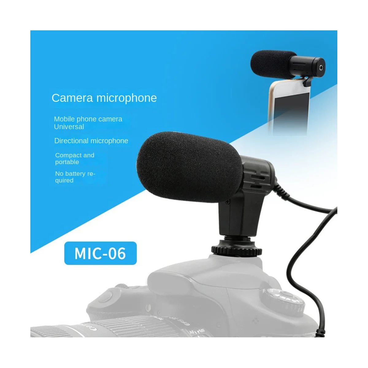 Vaizdo Mikrofonas-vaizdo Kameros Mini Šaldytuvas Įrašyti Pokalbį Vlog Mic Telefonu DSLR Kamera, 3,5 mm Mikrofono Nuotrauka 5