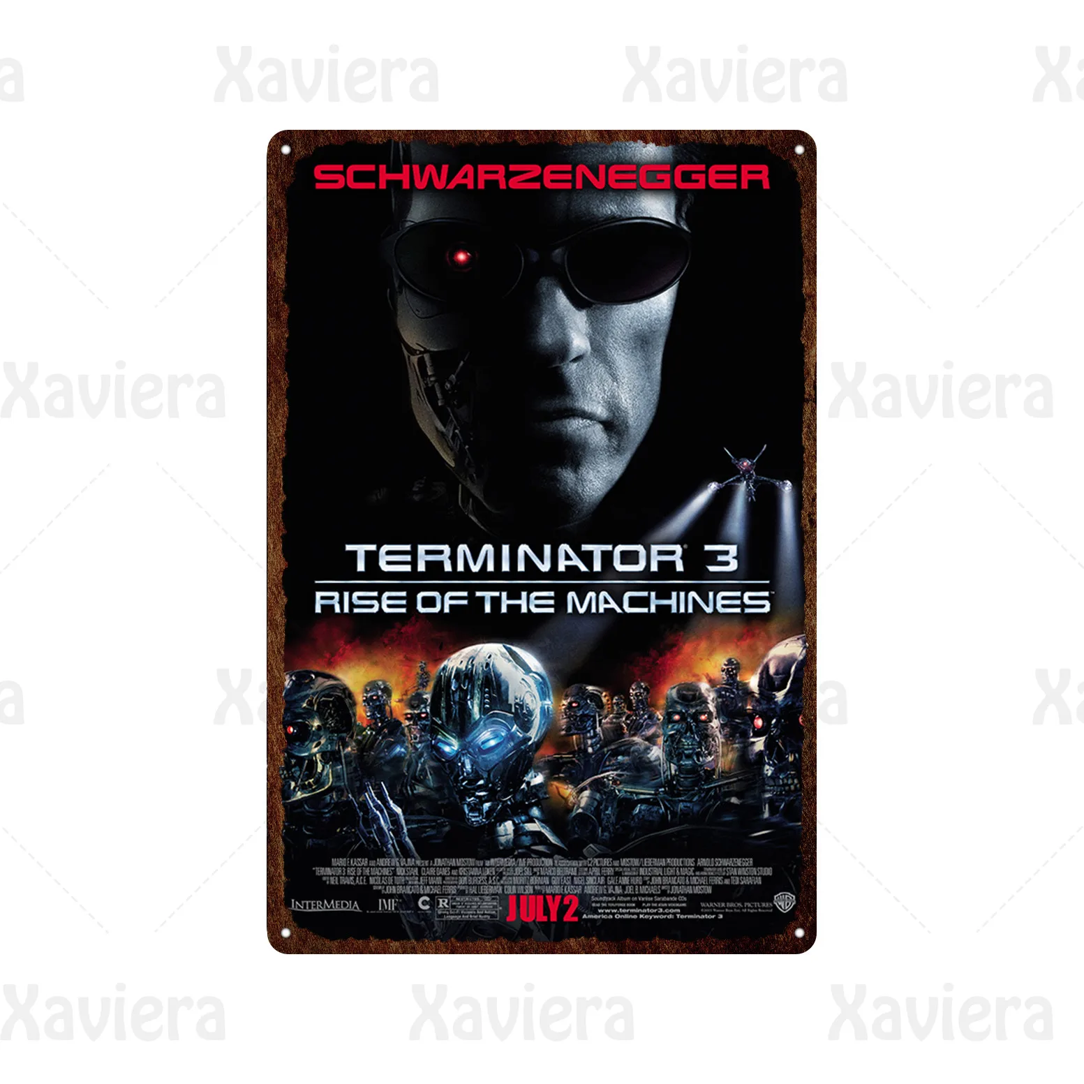 Retro Filmas Terminatorius 2 Metalo Skardos Pasirašyti Senovinių Klasikinių Filmų Plakatą, Apnašas Namų Puošybai Kino Klubas Miegamojo Sienų Lipdukai Nuotrauka 1