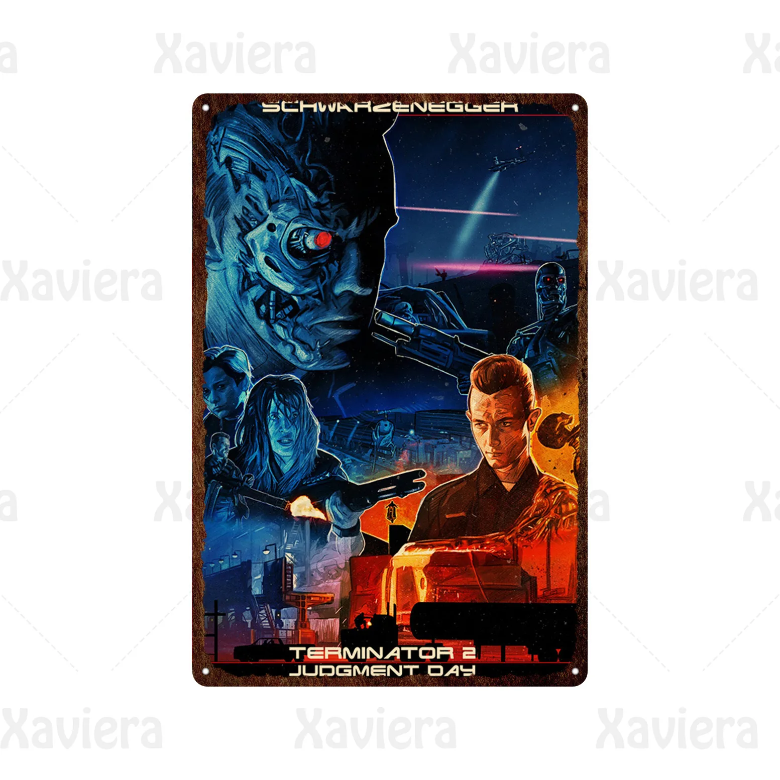 Retro Filmas Terminatorius 2 Metalo Skardos Pasirašyti Senovinių Klasikinių Filmų Plakatą, Apnašas Namų Puošybai Kino Klubas Miegamojo Sienų Lipdukai Nuotrauka 4