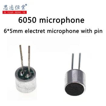 6050 6*5 su pin galvos mikrofonas/mikrofonas 6*5 su pin 6050 electret jautrumas 52