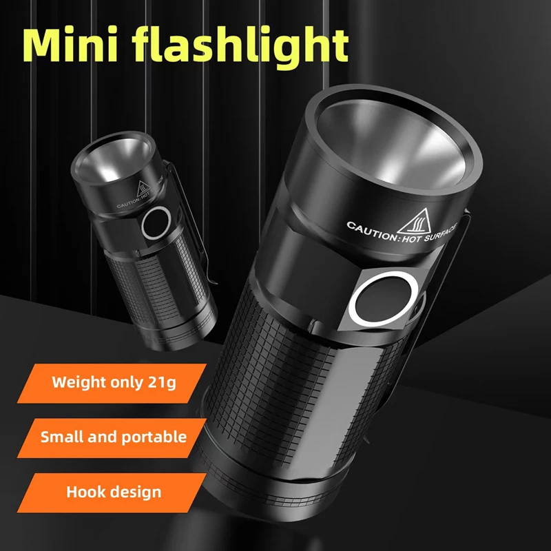 Nešiojamų Mini Žibintuvėlis LED USB Įkraunamas Žibintuvėlis Išgyvenimo Saugos Lempa Su Skrybėlę, Apkabos, Kempingas Vandeniui tolimo Žibinto Nuotrauka 0