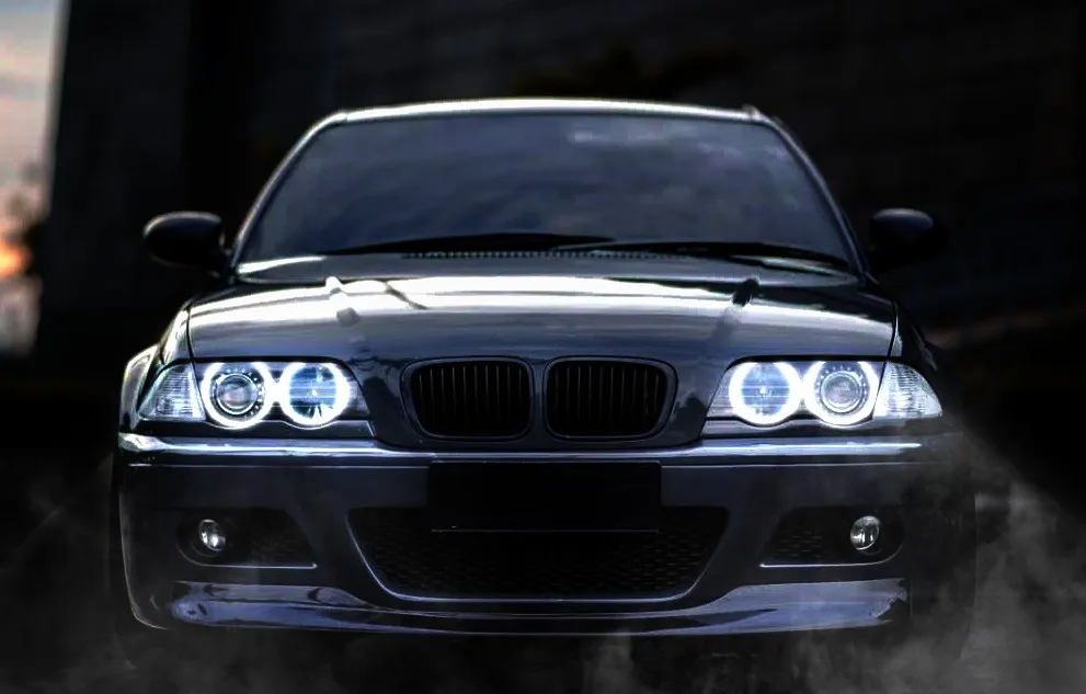 CCFL Angel Eyes Komplektas Šiltai Balta Halo Žiedas 131mm*4 BMW E36 E38 E39 E46 (Su originaliais Projektorius) Nuotrauka 2