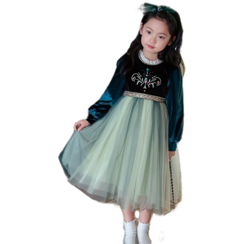 Mergina Dress Vaikai Šalis Gimtadienio Vakare Gown 2023 Naujas Atvykti Žiemą, Rudenį Medvilnės Plius Tirštėti Gėlių Mergaitės Suknelė Paauglių Childr Nuotrauka 5