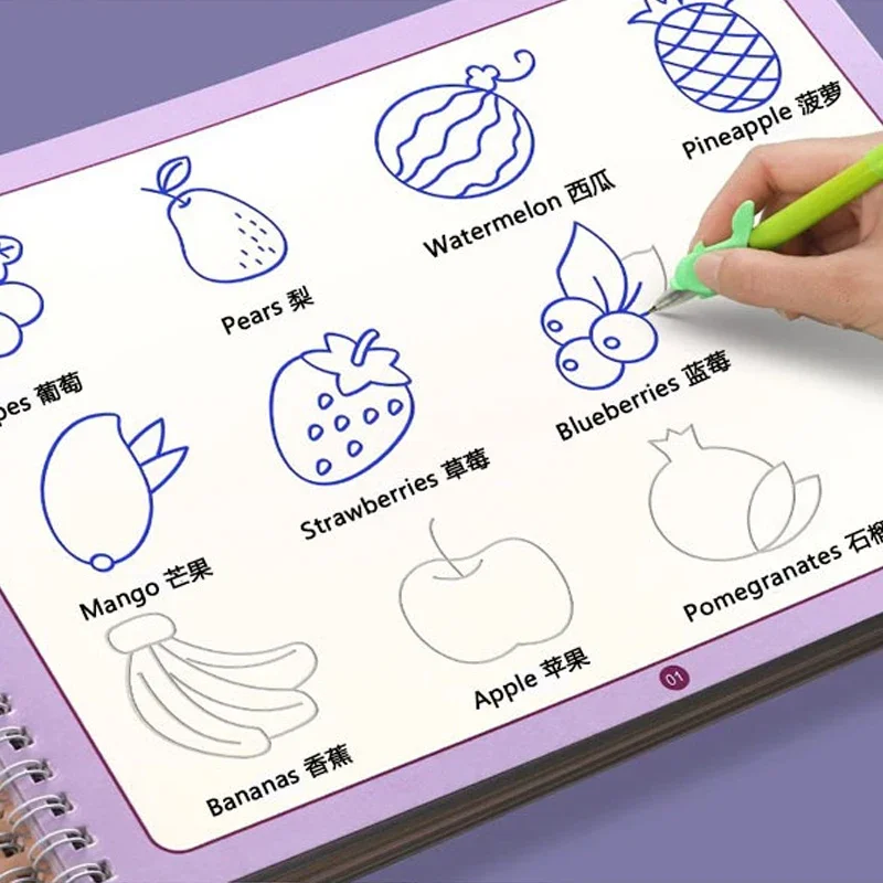 Vaikų piešinių Knygos 3D Groove Daugkartinio naudojimo Švietimo Montessori Žaidimai Magija Knygos Smalsu Copybook Rašau Praktikos Knyga Nuotrauka 4
