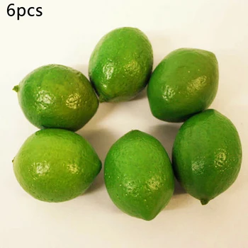 6pcs Dirbtinės Plastikinės žaliosios citrinos Citrinos Netikras Vaisius, Realus Namų Dekoro Fotografijos Rekvizitas, Šventiniai Reikmenys Modelis Amatai