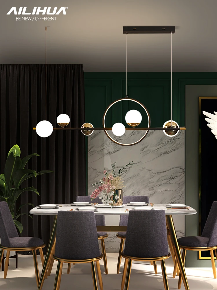 LED šviesos prabangos ilgai juostelės liustra, paprastas, šiuolaikiškas restoranas šviesos baro namų stačiakampio formos pietų stalas šviesos Nuotrauka 1