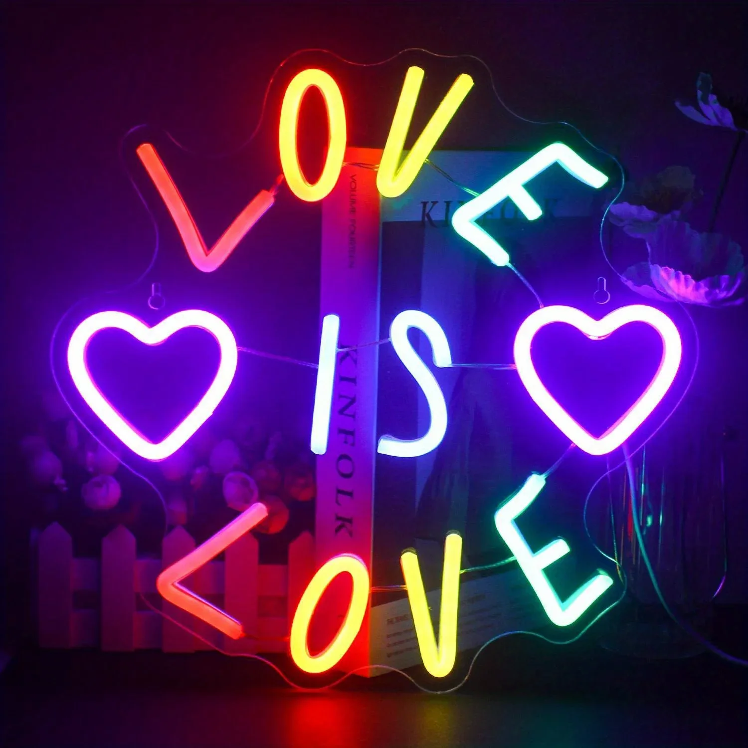 Meilė Yra Meilė, Neono Ženklais USB Naktį Šviesos diodų (LED Neonas Pasirašyti Šviesos Estetinį Kambario, Miegamojo Puošimas Šalis Vestuvių Valentino Diena Dekoras Nuotrauka 0