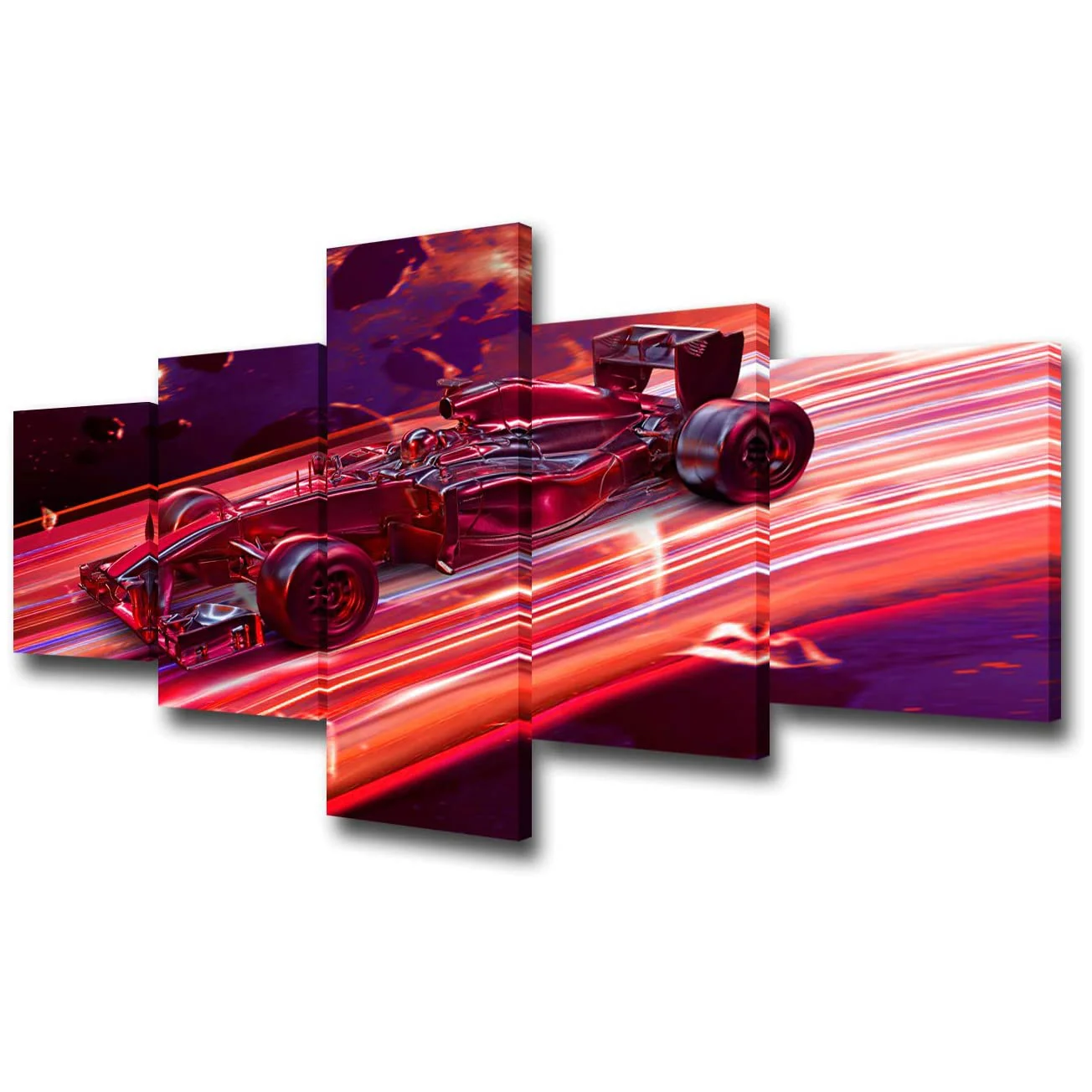 Ne Įrėminti Drobės 5 Skydelyje Raudona Greitai Rasės Sporto Auto F1 Racing Car HD Dekoratyvinės Sienų Menas, Plakatų Nuotraukas, Namų Dekoras, Paveikslai Nuotrauka 3