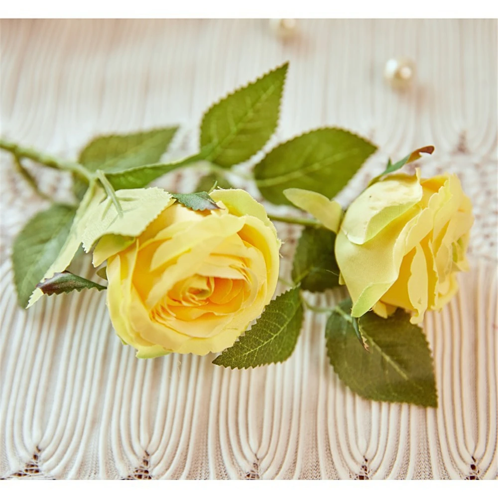 false gėlės Geltonos, Rausvos Rožės Sode papuošti Dirbtiniai Augalai Bonsai Sedum morganianum Nuotrauka 2