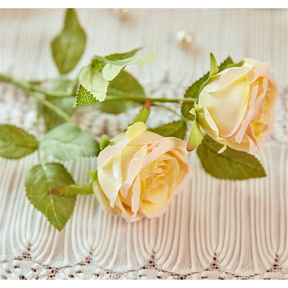 false gėlės Geltonos, Rausvos Rožės Sode papuošti Dirbtiniai Augalai Bonsai Sedum morganianum Nuotrauka 4