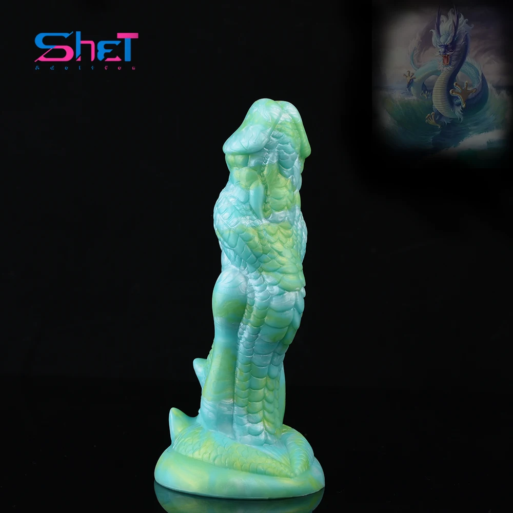 SHET Multi-Color Svetimų Dragon Dildo Su Svarstyklėmis Realus Blizgesys Užpakalis Plėtra Masturbator Suaugusiųjų Silikono Sekso Žaislai moterims, Vyrai, Nuotrauka 0
