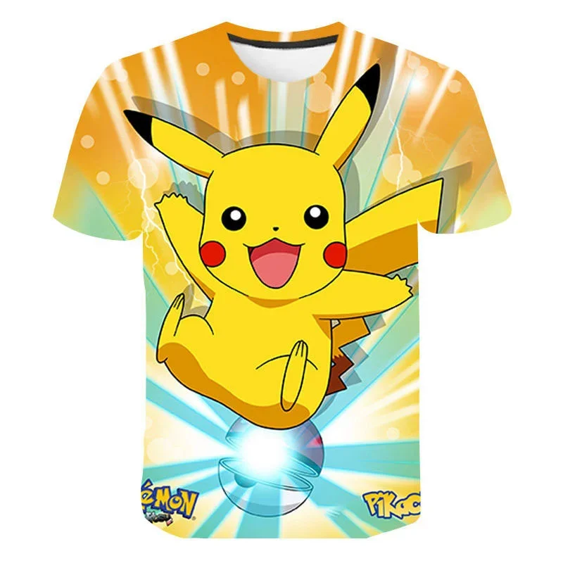 Nauji karšto pardavimo Pokemon vaikų berniukų, mergaičių marškinėliai vaikų marškinėliai paaugliams unisex streetwear mados viršūnes tees hip-hop atsitiktinis marškinėlius Nuotrauka 0
