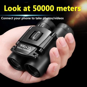 900x25 HD Zoom Nešiojamas Galingas Žiūronai Ilgo Nuotolio BAK4 Teleskopas Jumelles Lankstymo Mažai Šviesos Žiūronai Medžioklei Kempingas