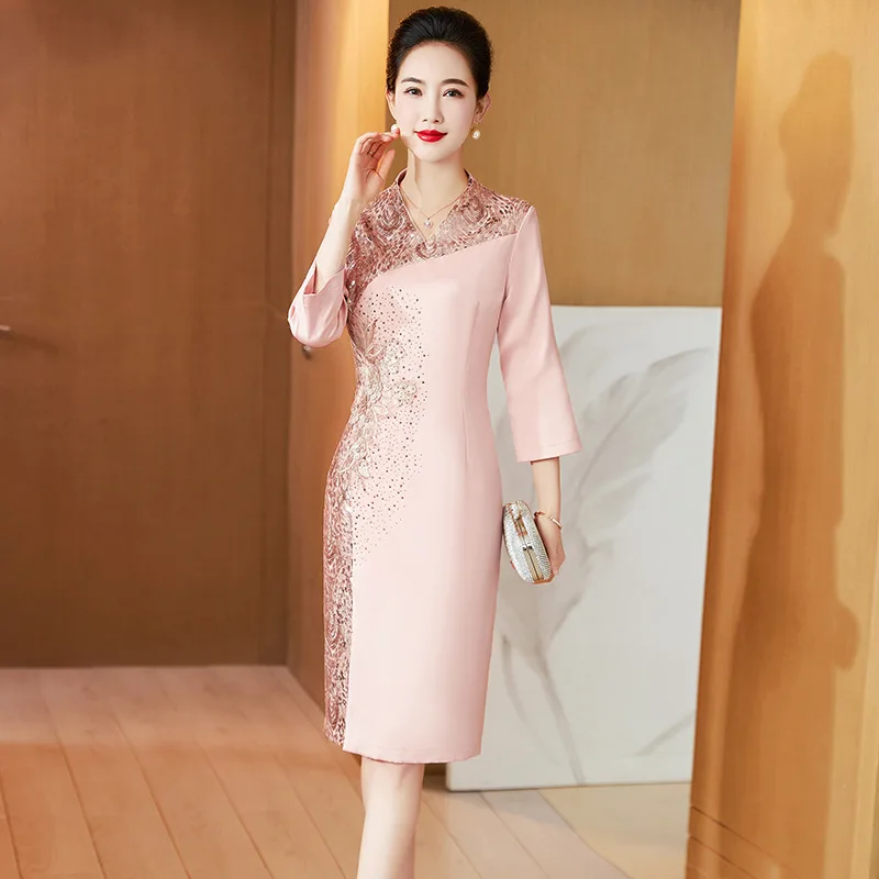 Yourqipao 2023 Rudenį Jauna Mama Kilnus, Elegantiškas Sijonas Mados Qipao Kinų Stiliaus Vestuvių Vakarą Pokylių Suknelė Moterims Šalis Nuotrauka 1