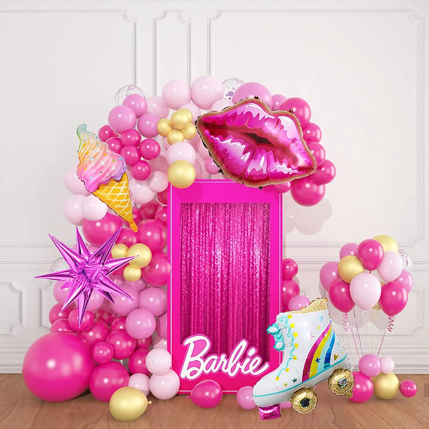 Naujas Atvyko Rožinių Balionų Girliandą Arch Rinkinys Barbie Temą Šalies Mergina Gimtadienio, Vestuvių Baby Shower Princesė Tematikos papuošalai Nuotrauka 1