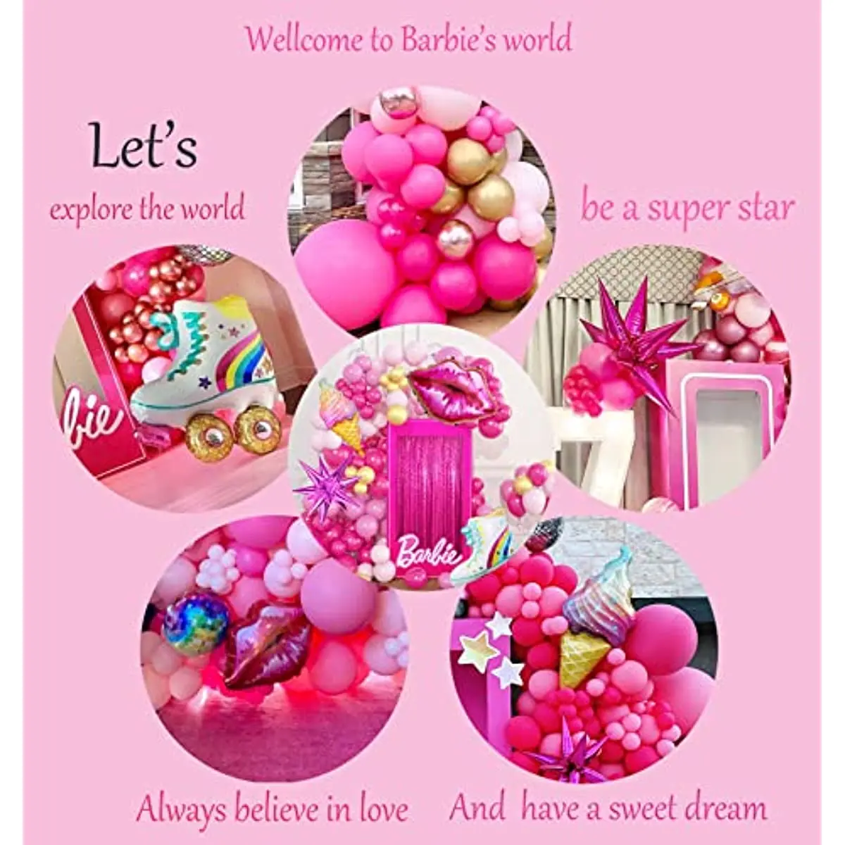 Naujas Atvyko Rožinių Balionų Girliandą Arch Rinkinys Barbie Temą Šalies Mergina Gimtadienio, Vestuvių Baby Shower Princesė Tematikos papuošalai Nuotrauka 4