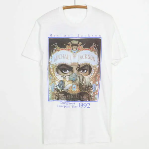 Derliaus 1992 Michael Jackson Pavojingų Europos Kelionių T-Shirt Nuotrauka 0