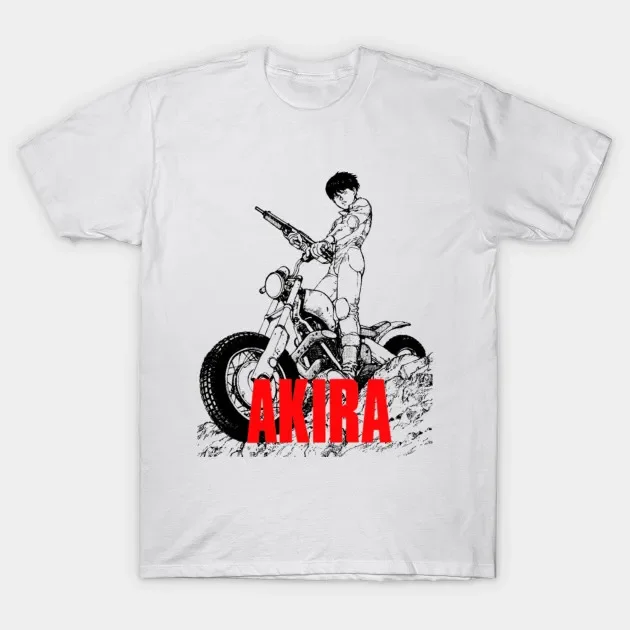 2021 Vyrų/Moterų Vasaros Baltos Gatvės Mados Hip-Hop Akira Moto Motociklų Tetsuo Dviračių T-shirt Medvilnės Tees trumpomis Rankovėmis Viršūnes Nuotrauka 0