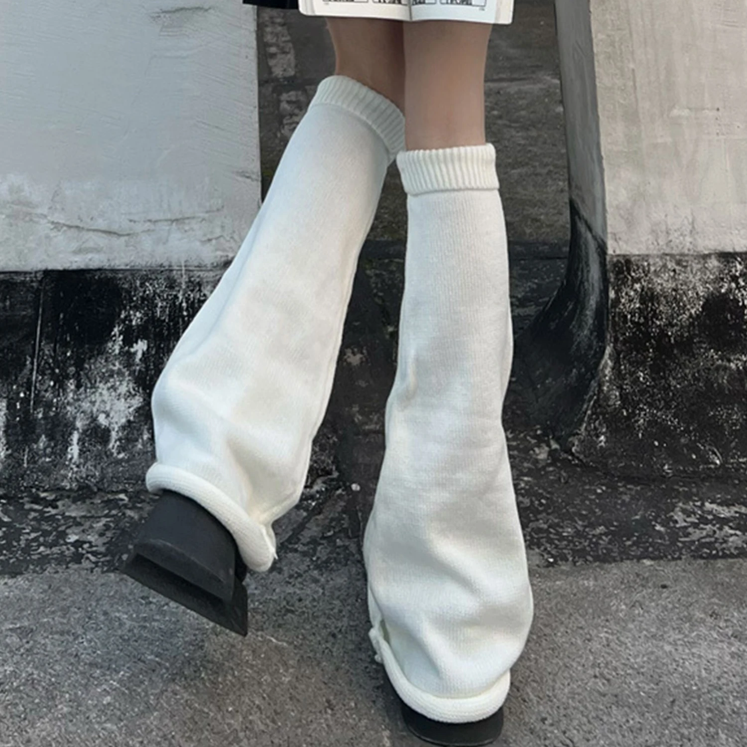 Žiemos Ilgos Kojinės Purus Goth Reikmenys, Mezgimo Kojų Šildytuvus Kietas Mados Stilingas Panele Kojinių Merginos Šiltas Legging Nuotrauka 1