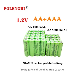 AA, 1.2 V, 1000mAh-1.2 V AAA 2000mAh NI-MH baterija, tinka nuotolinio valdymo žaislai, žibintuvėlis, laikrodžiai, MP3 grotuvai