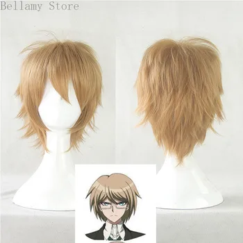 Anime Danganronpa Togami Byakuya Cosplay hairwear trumpas Golden Blonde Perukas+Perukas Bžūp