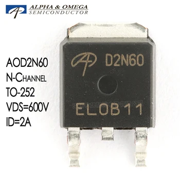 AOD2N60 MOSFET N-KANALO 600V2A Į-252 Originalus 5vnt