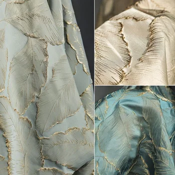 Aukso filigranas žakardo lapų raštas reljefinis užuolaidų audinys prancūzijos didelio tikslumo žakardo tekstūros drabužių dizaineris audinys