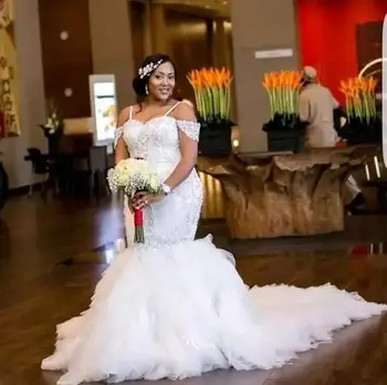Aukštos Kokybės Mados Ponios Gražus Afrikos Stilius Ponios Nuotakos Undinė Vestuvių Suknelė Pardavimo 2024
