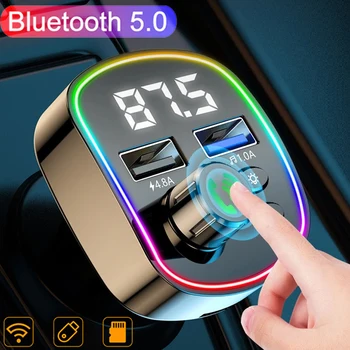 Bluetooth 5.0 FM Siųstuvas laisvų Rankų Automobilinis MP3 Grotuvas Spalvingas Šviesos Dvigubas USB Automobilinis Įkroviklis TF Kortelę U Disko Grotuvas EQ Režimas