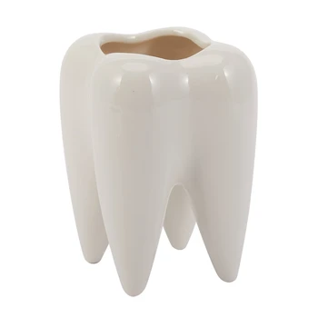Danties Formos Baltos Keramikos Vazonas Modernus Dizainas Sodinamoji Dantų Modelis Mini Darbalaukio Puodą Kūrybos Dovana(Be Augalų)
