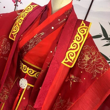 Didelio Dydžio 6XL Hanfu Suknelė Moterims ir Vyrams Individualų Karnavalas Cosplay Kostiumų Kinijos Tradicinės Raudona Senovės Vestuvių Hanfu Suknelė